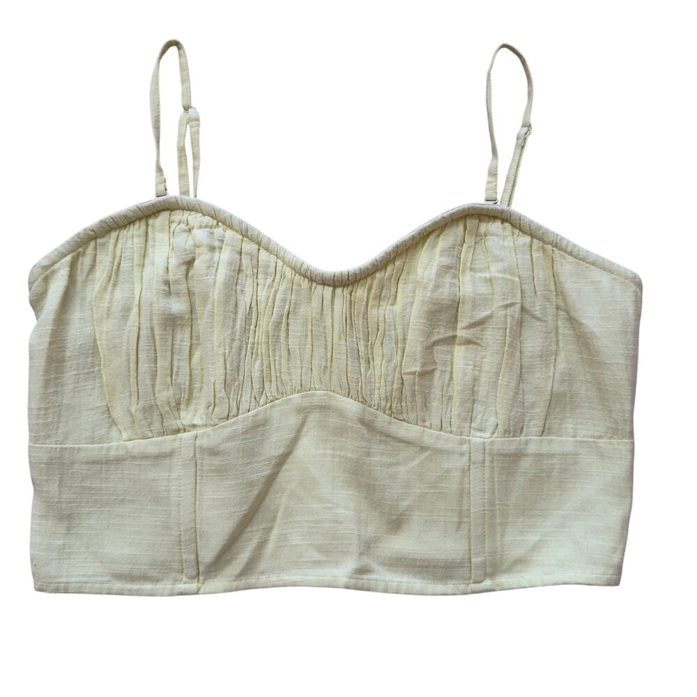 American Eagle Light Lime Ruched Bustier Crop Top Adjustable Straps Size L
